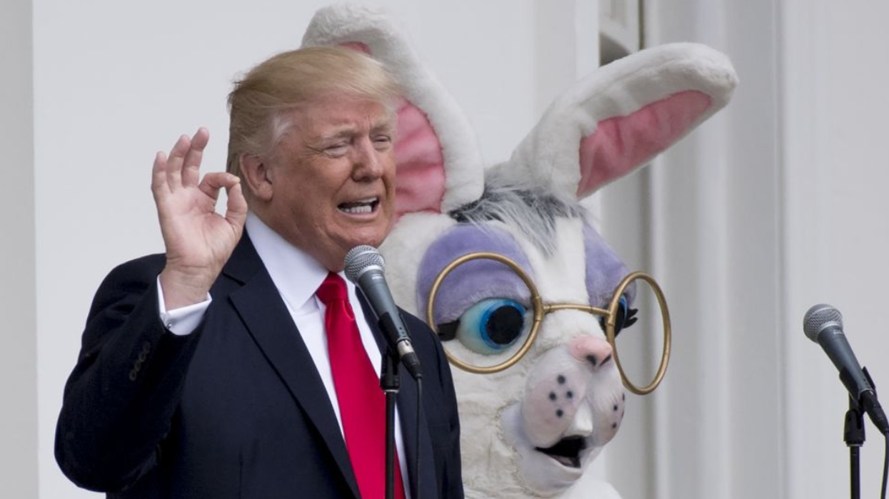 Donald Trump with Easter bunny at 2017 Easter egg roll