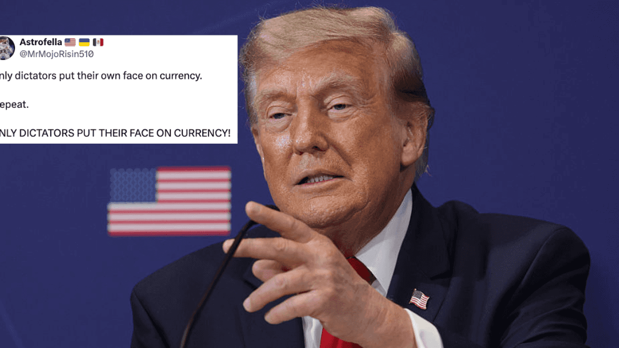 Donald Trump with tweet overlaid