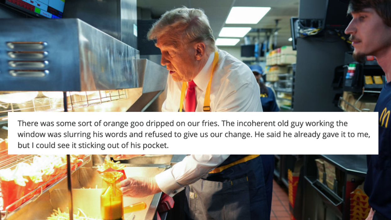 Donald Trump "working" the fryer at McDonald's