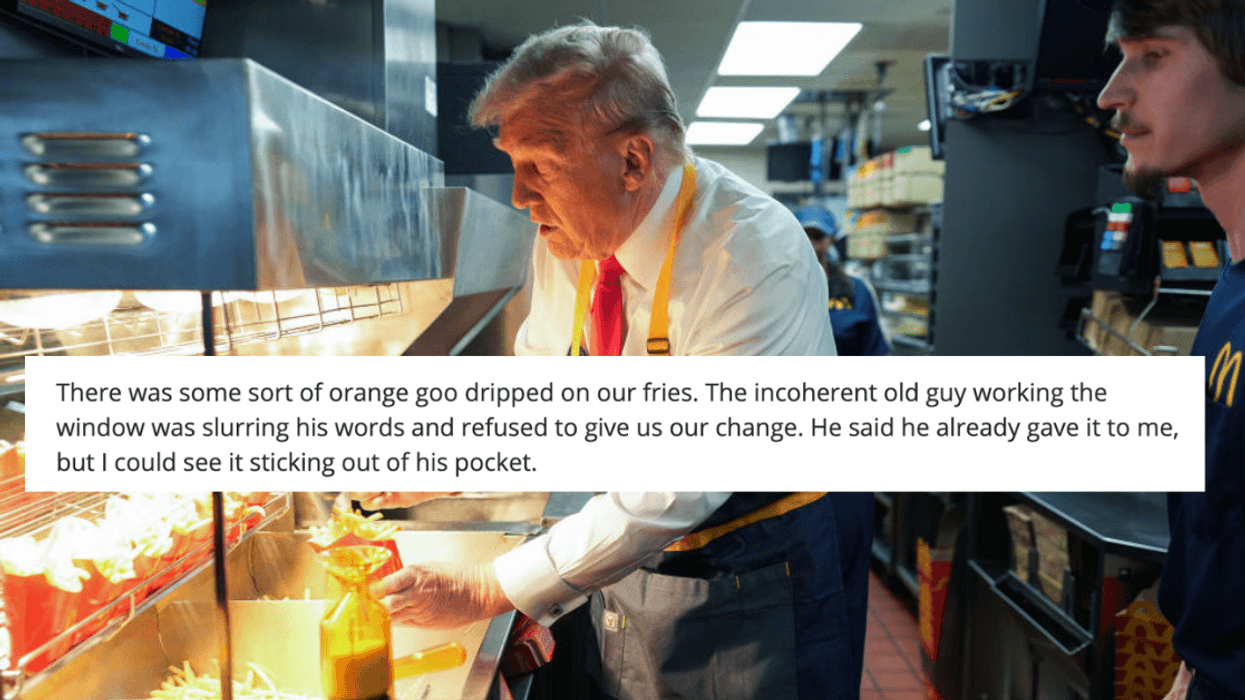 Donald Trump "working" the fryer at McDonald's