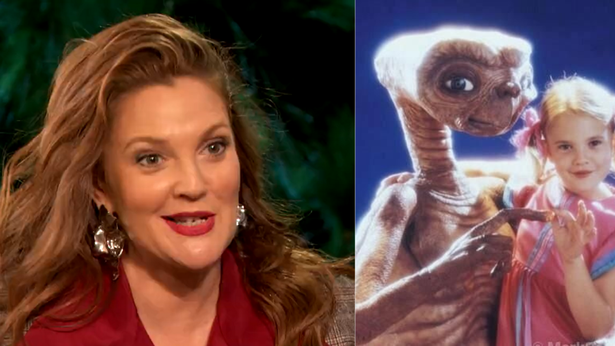 Drew Barrymore; publicity still of Drew Barrymore as  child with E.T. character