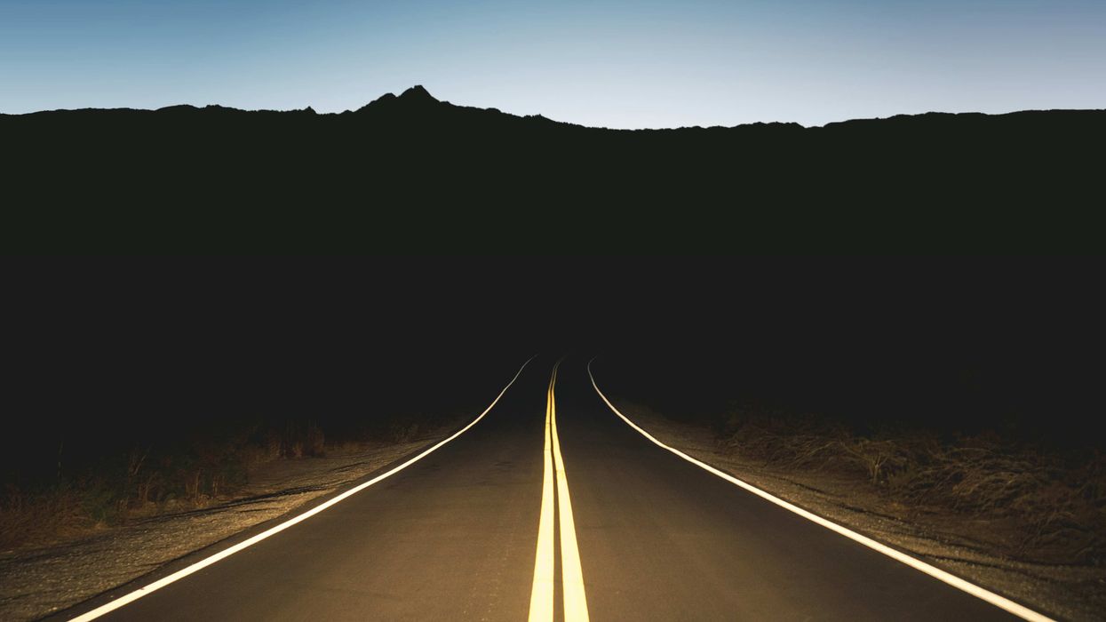 Driving down the highway at night