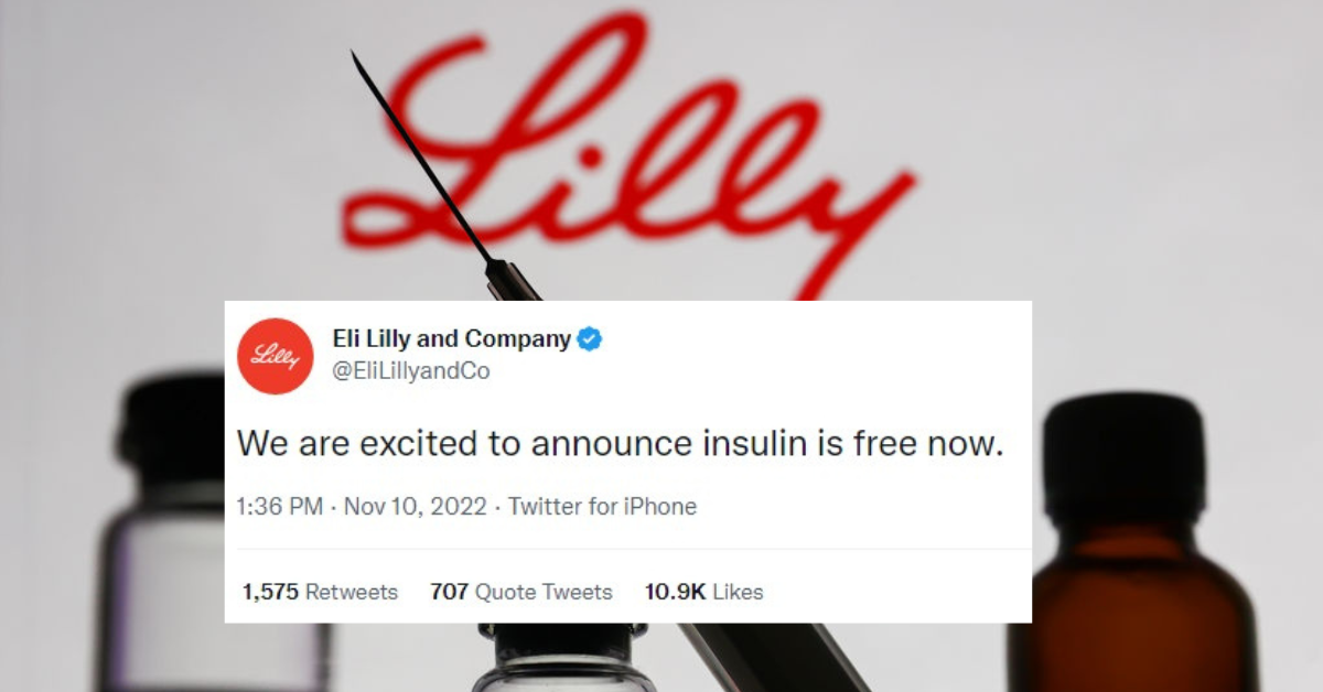 Eli Lilly Logo with free insulin tweet