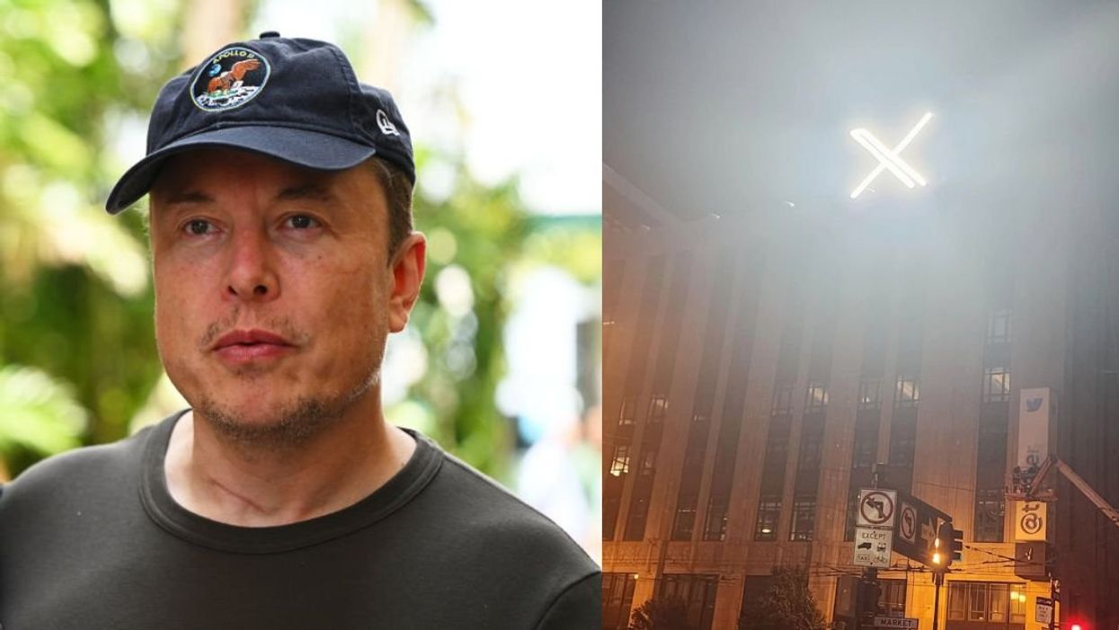 Elon Musk; Illuminated X sign on the former Twitter building in San Francisco