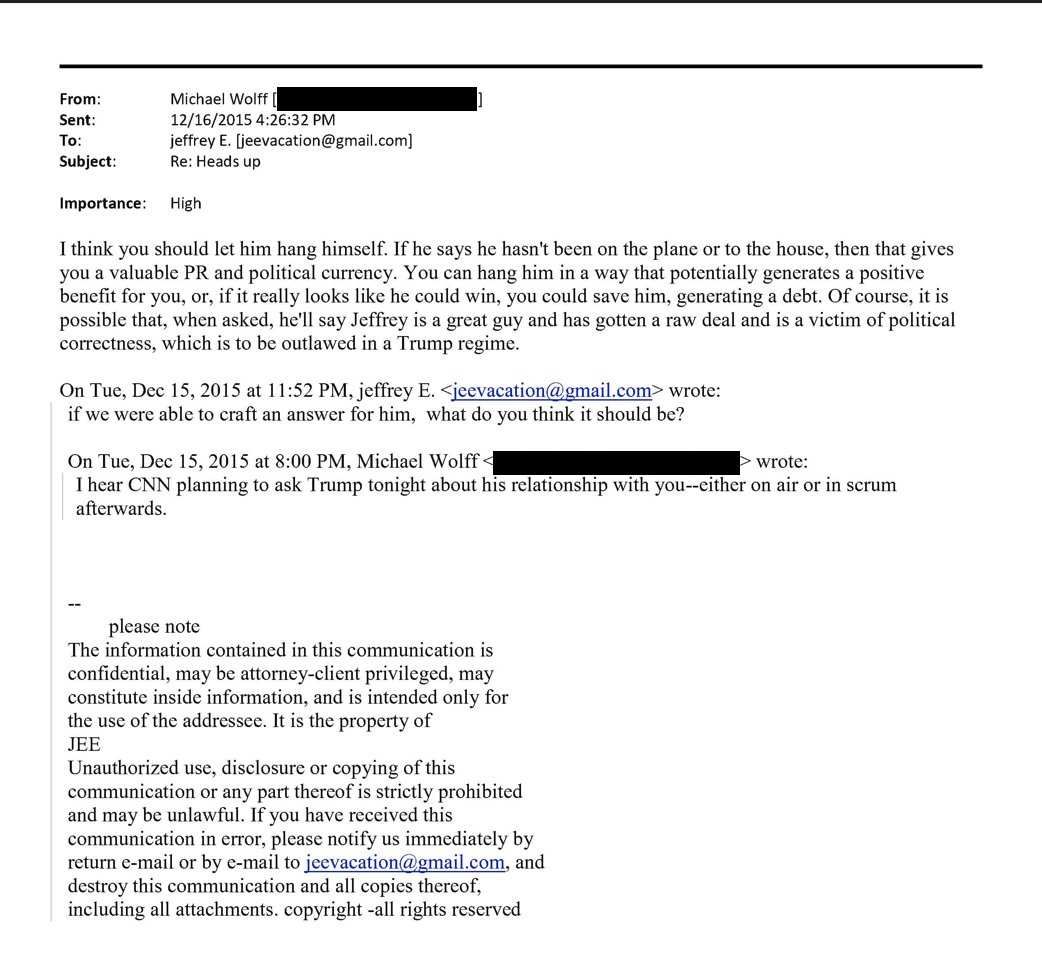 Emails from Epstein files that mention Trump