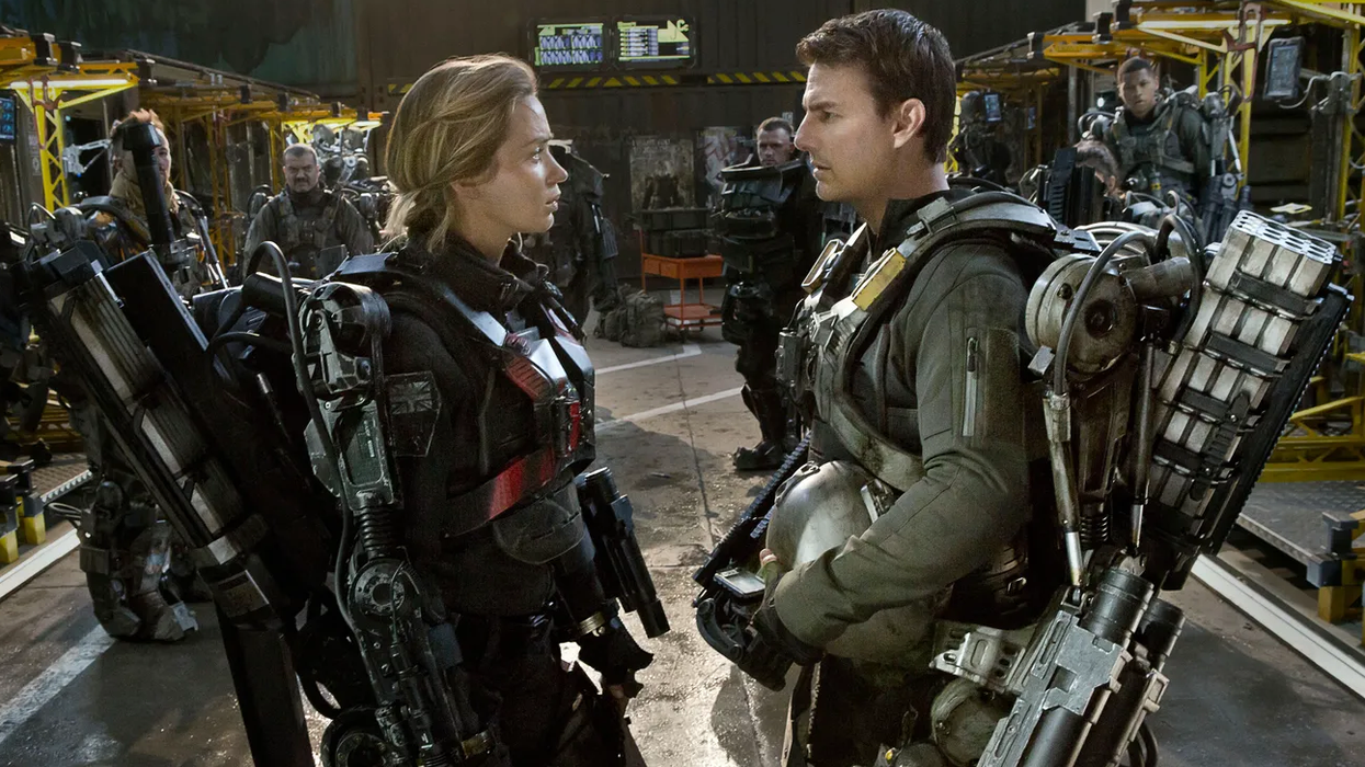 Emily Blunt and Tom Cruise in "Edge of Tomorrow"