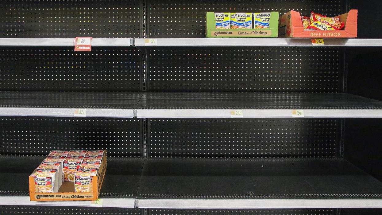 Empty shop shelves