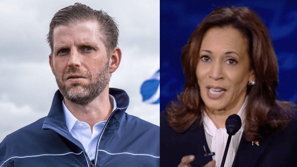 Eric Trump; Screenshot of Kamala Harris