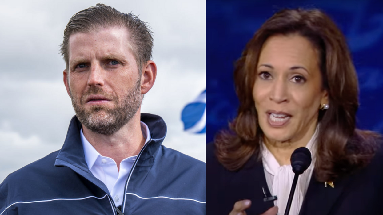 Eric Trump; Screenshot of Kamala Harris