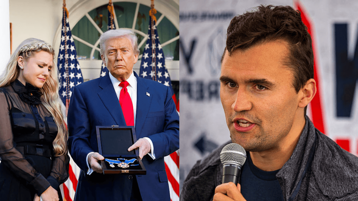 Erika Kirk and Donald Trump; Charlie Kirk
