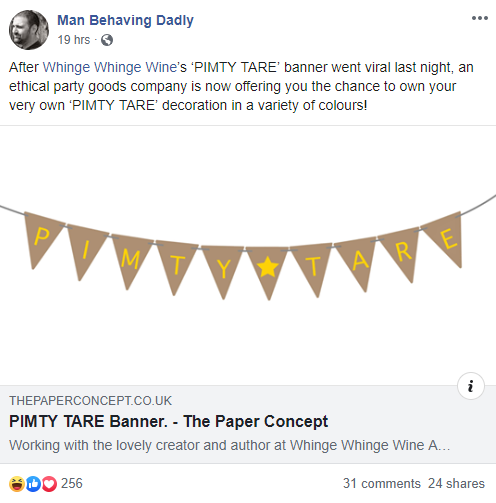 Fellow blogger Man Behaving Dadly created his own Pimty Tare banners.