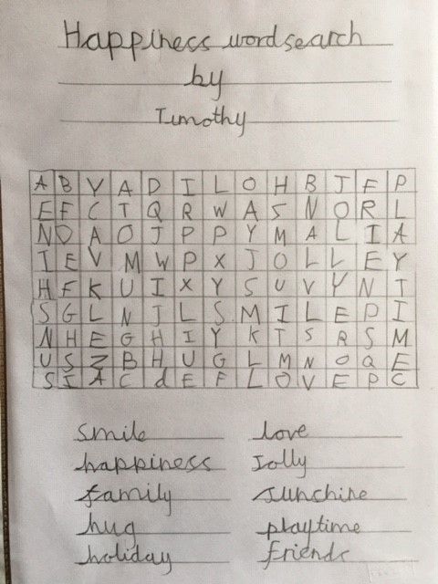 The word search that Timothy Madders sent the Queen. (Jo Madders/ PA)