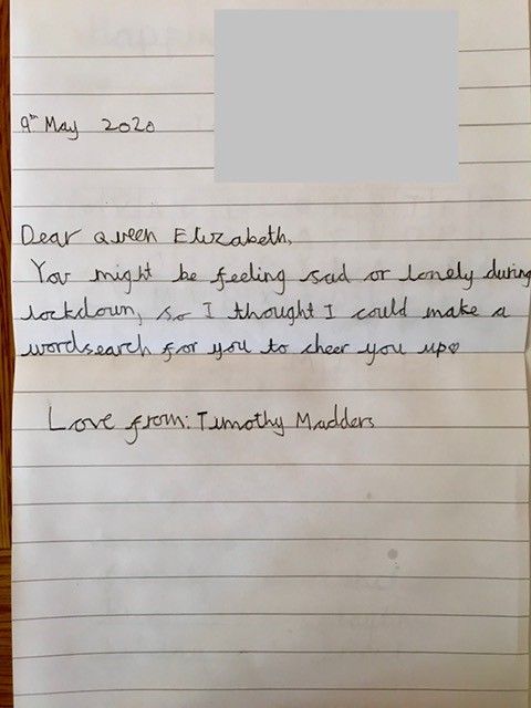Timothy Madders sent the Queen a word search in case she felt sad or lonely during lockdown. (Jo Madders/ PA)