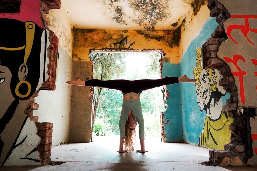 Woman doing a handstand