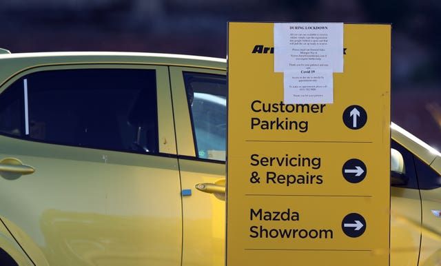 Signs at a car showroom in Liverpool