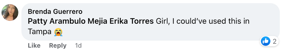 Facebook screenshot of Brenda Guerrero's post