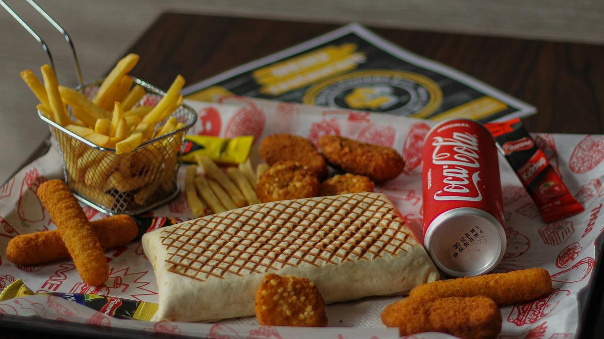 fast food on tray