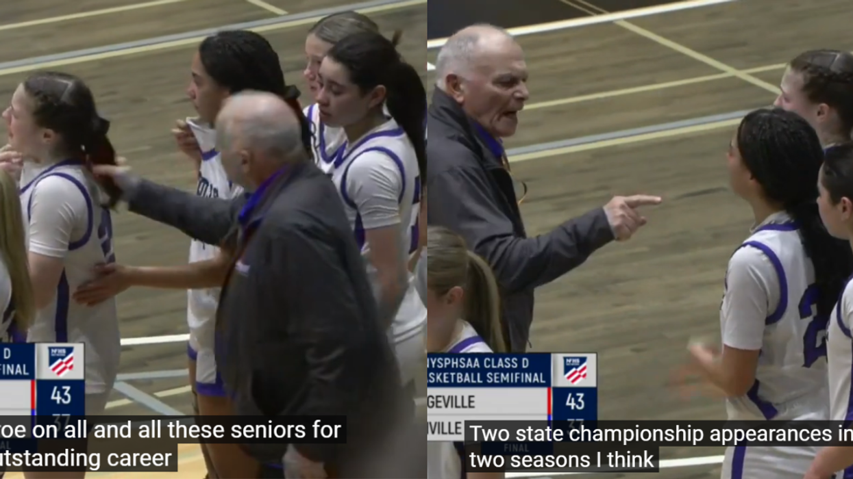 Former coach Jim Zulio pulling player Hailey Monroe's hair