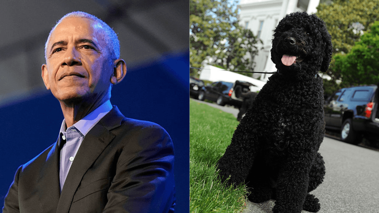 Former President Barack Obama; Sunny, the Obamas' family dog