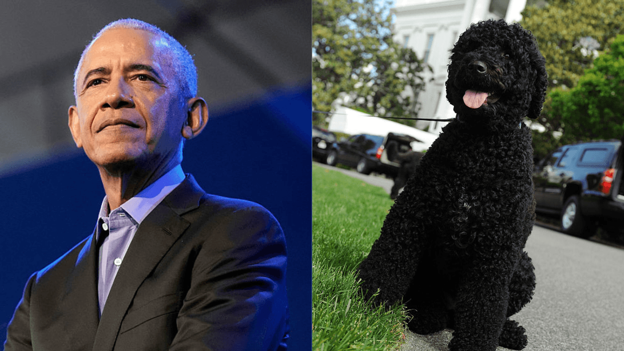 Former President Barack Obama; Sunny, the Obamas' family dog