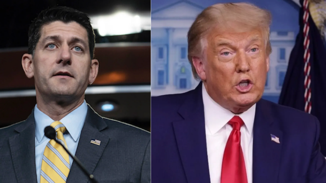 former Republican Speaker of the House Paul Ryan; former GOP President Donald Trump