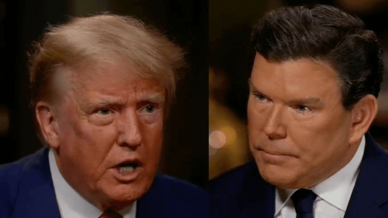 Fox News screenshot of Donald Trump; Fox News screenshot of Bret Baier