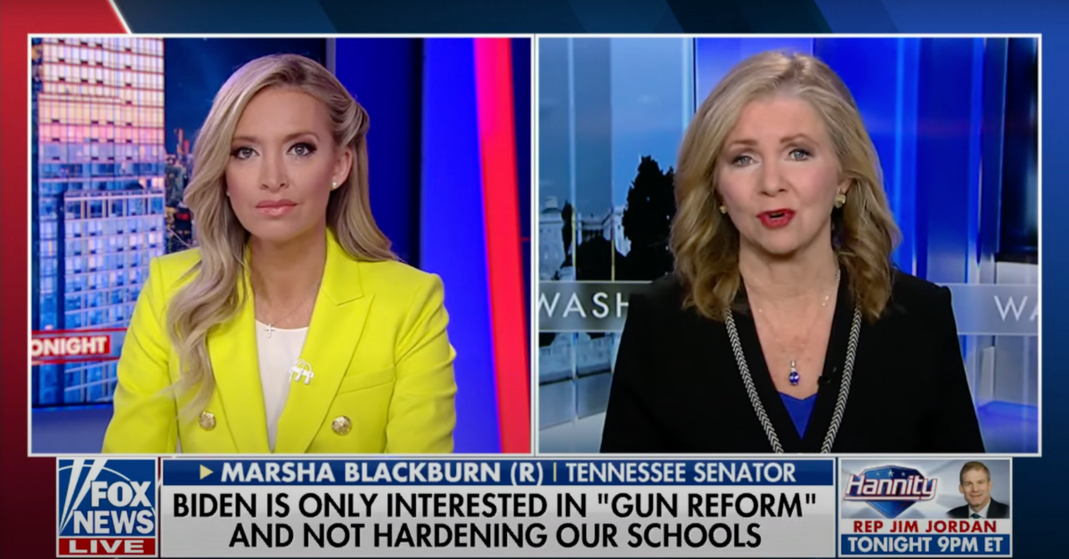 Fox News screenshot of Kayleigh McEnany and Marsha Blackburn