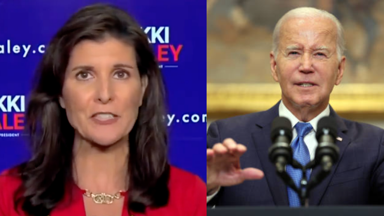 Fox News screenshot of Nikki Haley; Joe Biden
