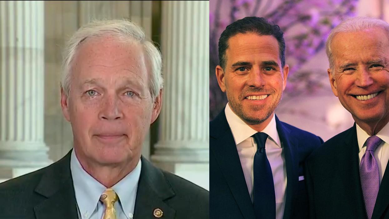 Fox News screenshot of Ron Johnson; Hunter and Joe Biden
