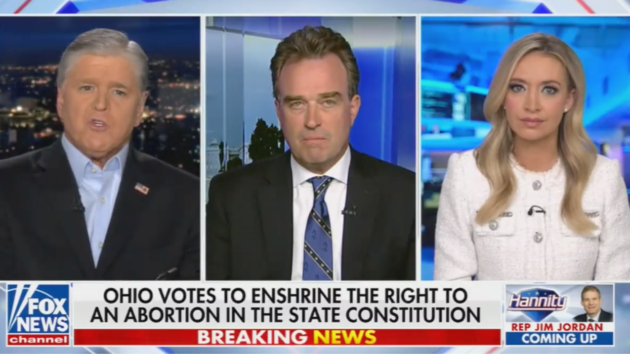 Fox News screenshot of Sean Hannity, Charlie Hurt, and Kayleigh McEnany