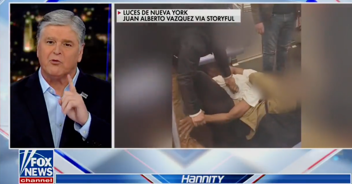 Fox News screenshot of Sean Hannity discussing Jordan Neely's death