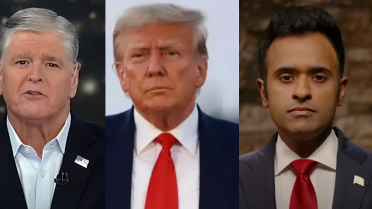 Fox News screenshot of Sean Hannity; Donald Trump; Fox News screenshot of Vivek Ramaswamy