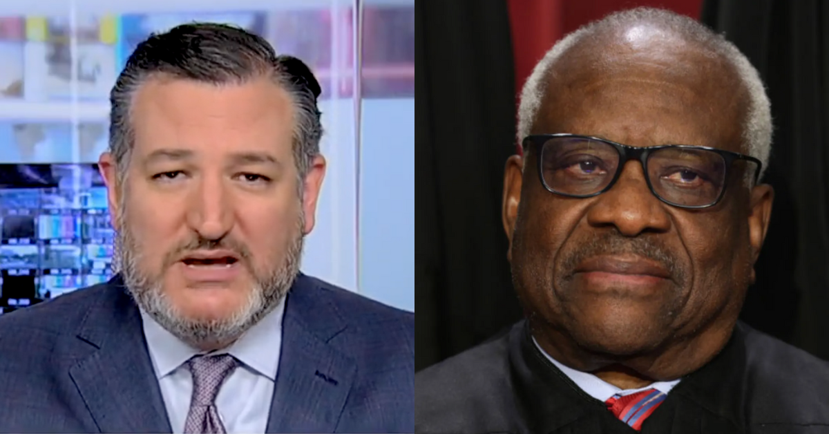 Fox News screenshot of Ted Cruz; Clarence Thomas