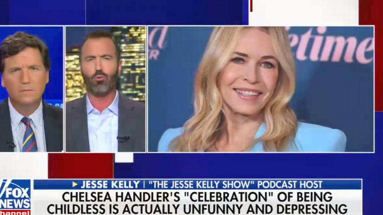 Fox News screenshot of Tucker Carlson and Jesse Kelly discussing Chelsea Handler's video