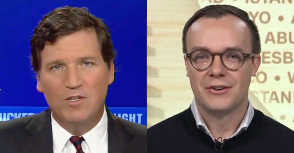 Fox News screenshot of Tucker Carlson; CNN screenshot of Chasten Buttigieg