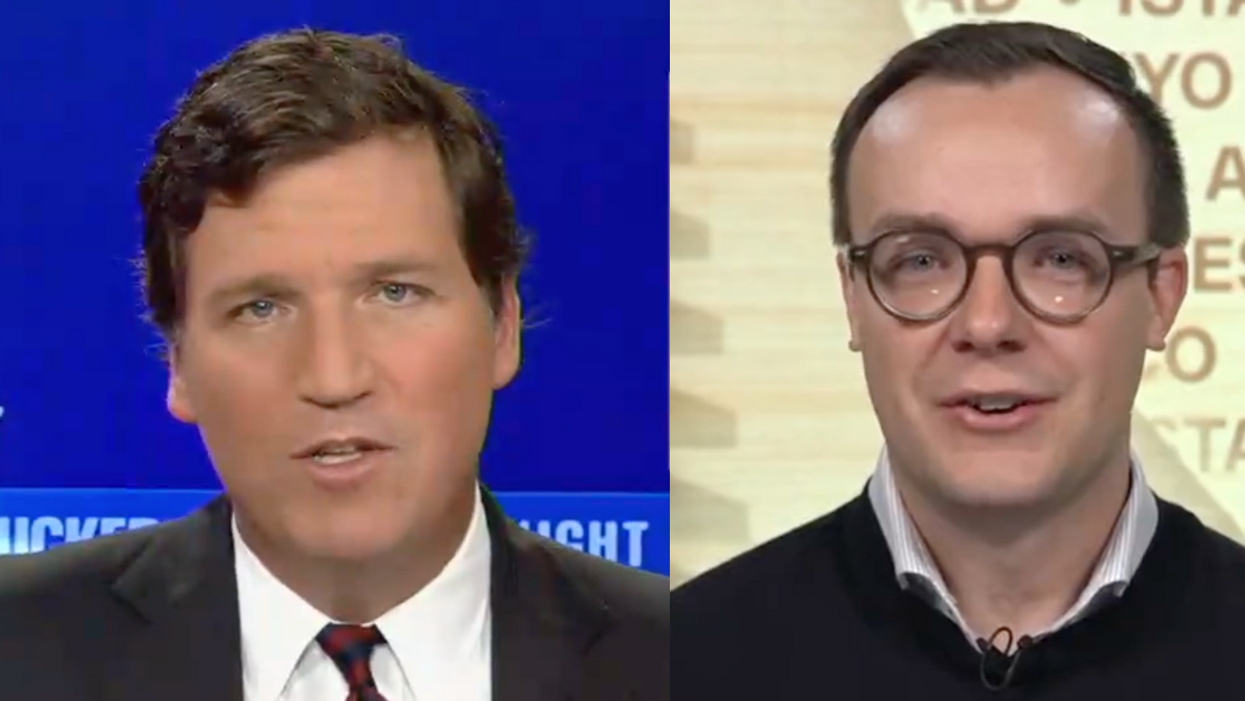 Fox News screenshot of Tucker Carlson; CNN screenshot of Chasten Buttigieg