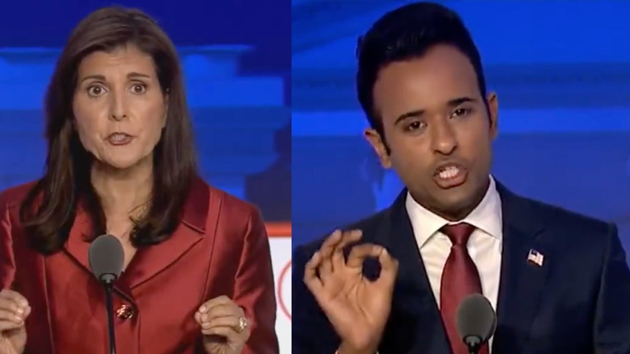 Fox News screenshots of Nikki Haley and Vivek Ramaswamy