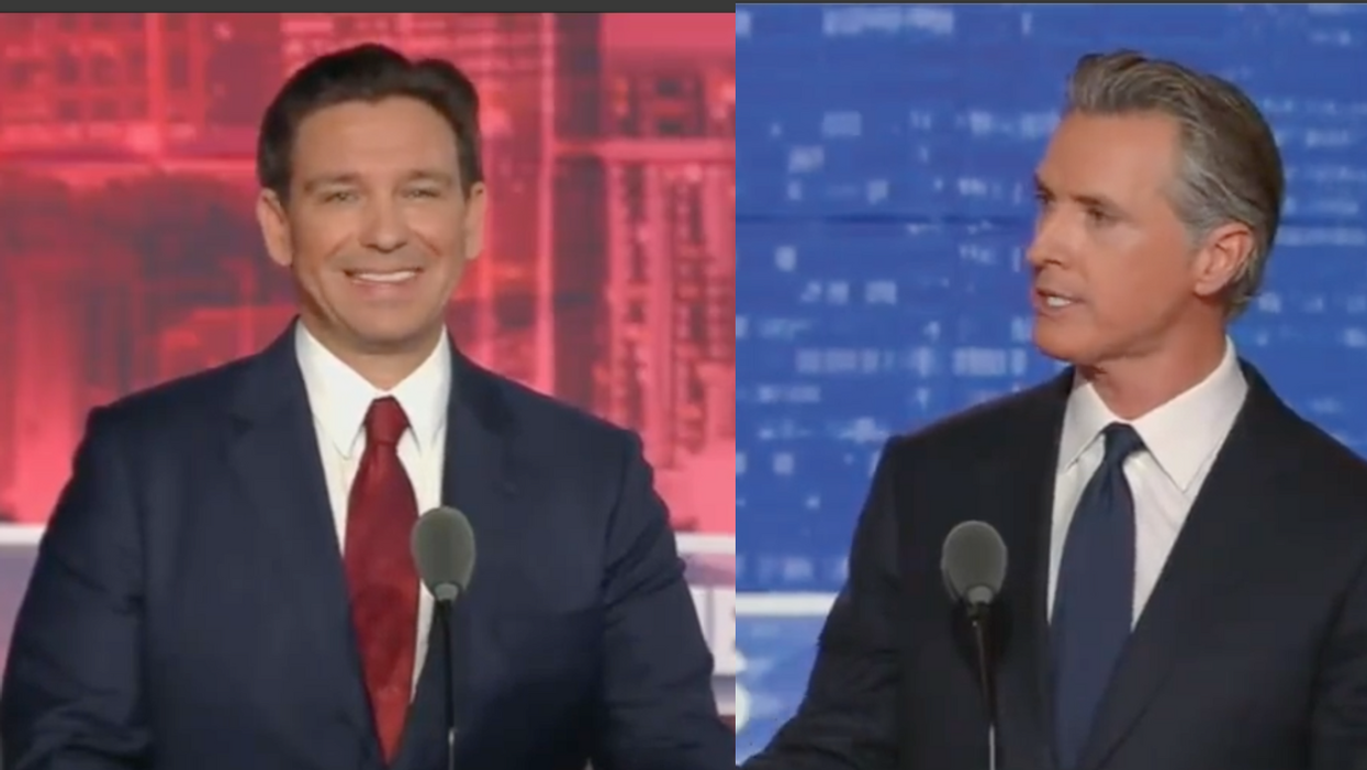Fox News screenshots of Ron DeSantis and Gavin Newsom