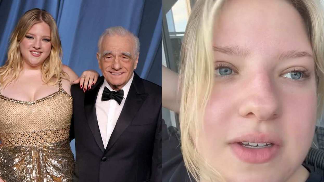 Francesca Scorsese and Martin Scorsese (left) attend a red carpet event as the actor addresses online criticism in a TikTok video (right).