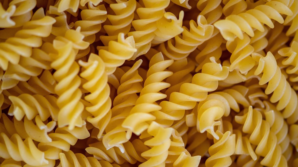 Freshly cooked rotini pasta noodles