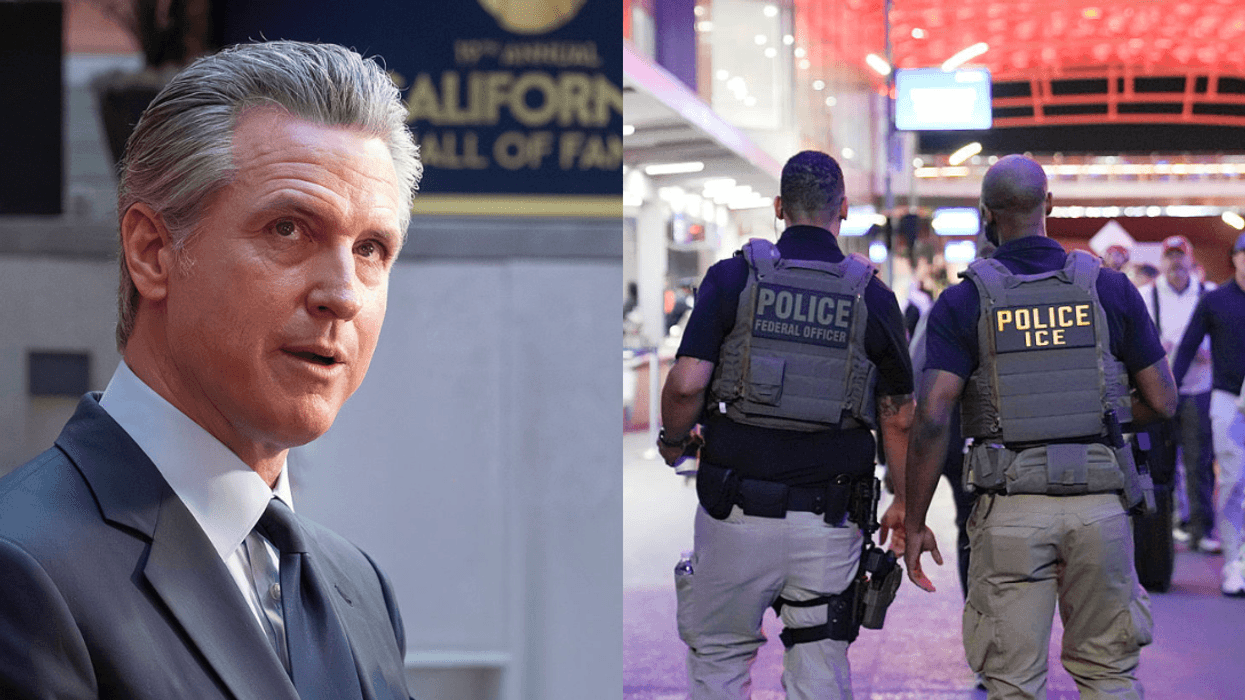 Gavin Newsom; ICE agents at Atlanta airport