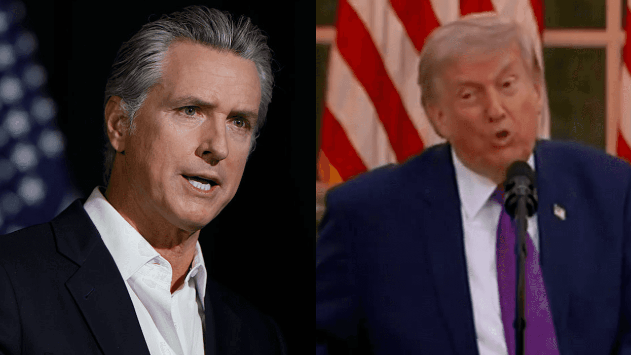 Gavin Newsom; Screenshot of Donald Trump