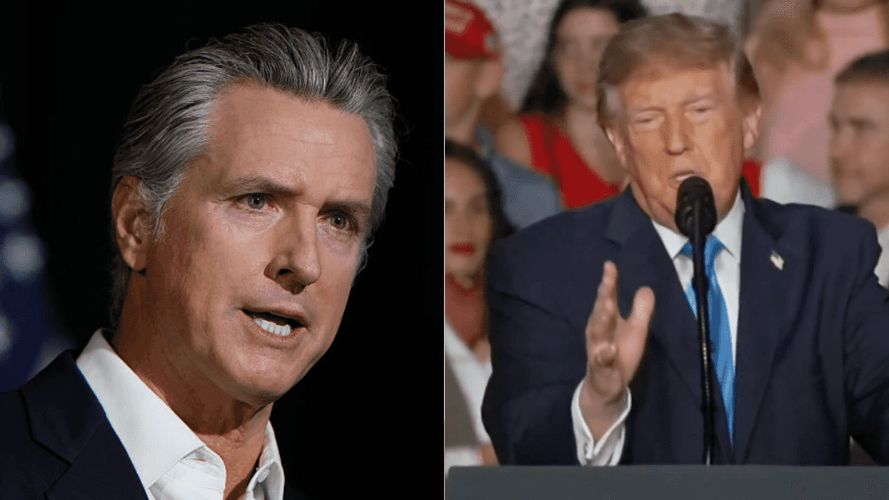 Gavin Newsom; Screenshot of Donald Trump
