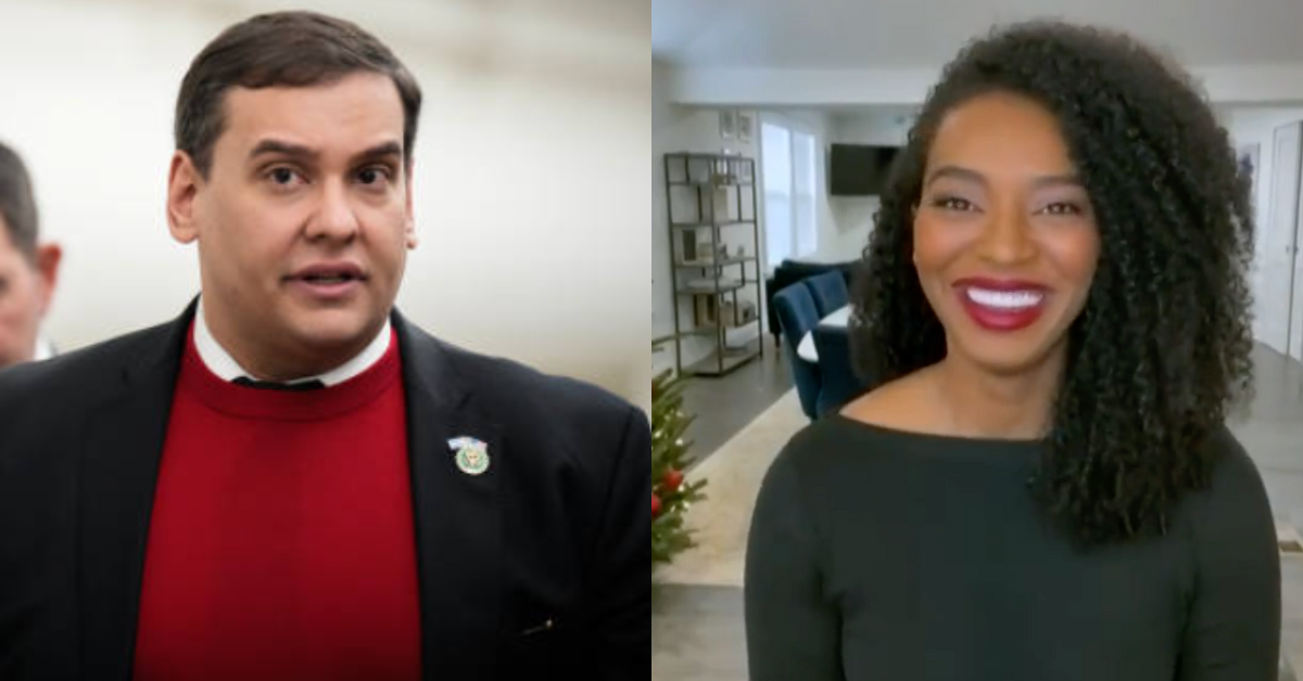 George Santos; MSNBC screenshot of Juanita Tolliver laughing