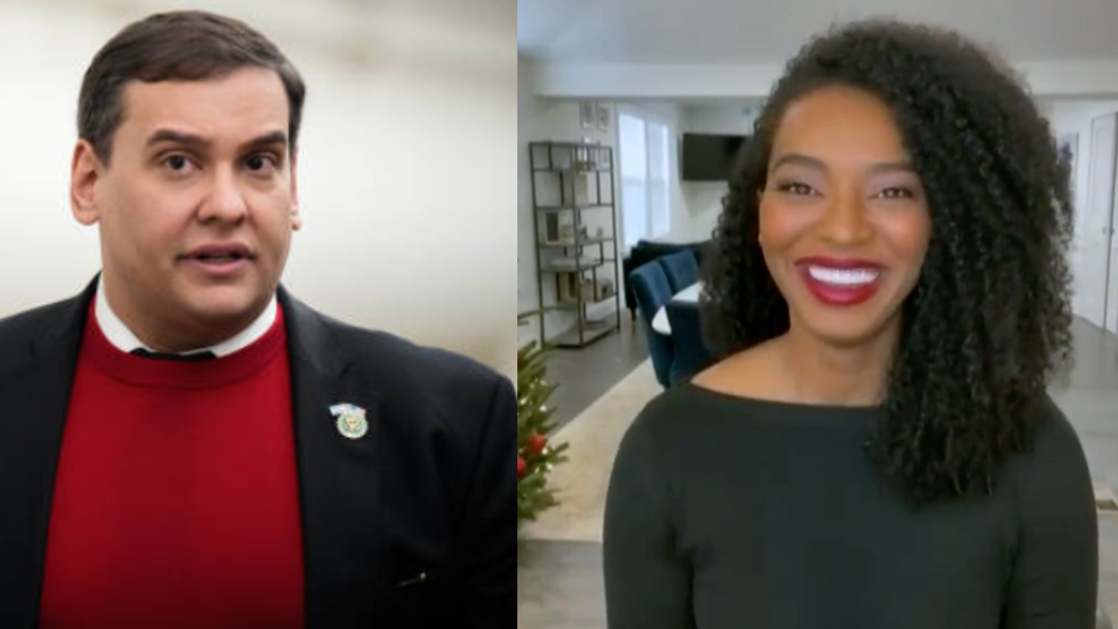 George Santos; MSNBC screenshot of Juanita Tolliver laughing