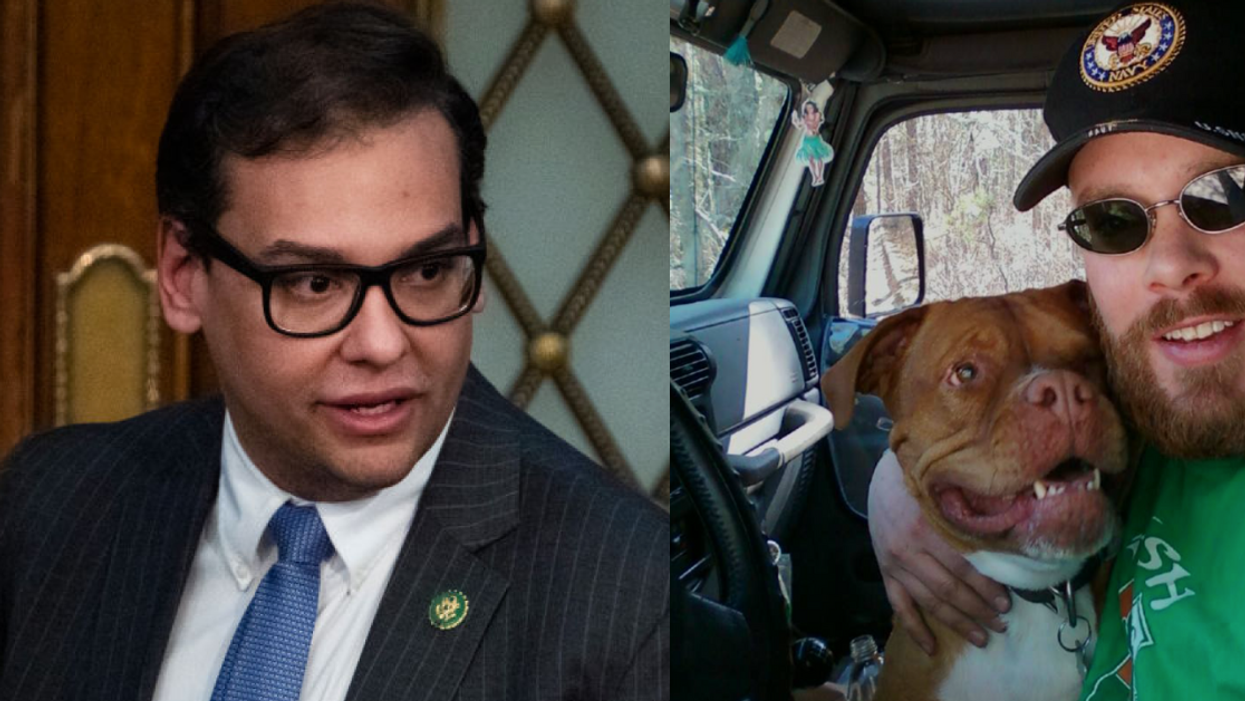 George Santos; Richard Osthoff with his dog Sapphire