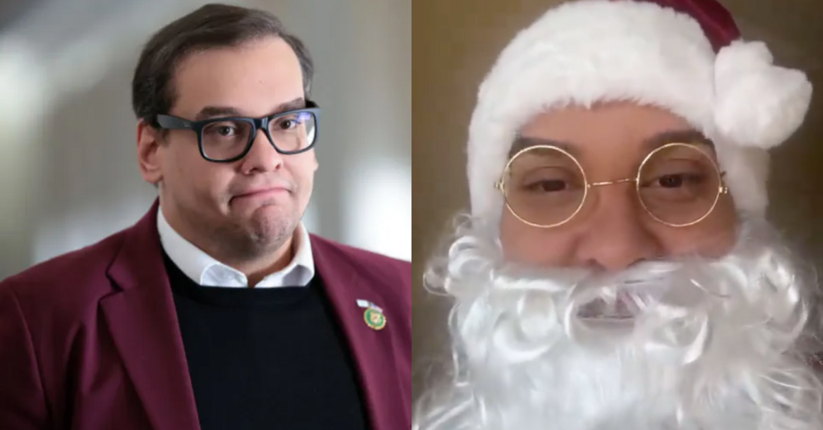 George Santos; Screenshot of George Santos as "Santos Claus"