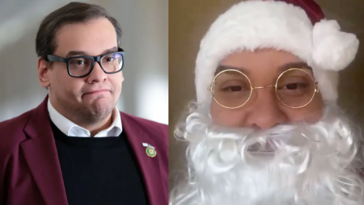 George Santos; Screenshot of George Santos as "Santos Claus"