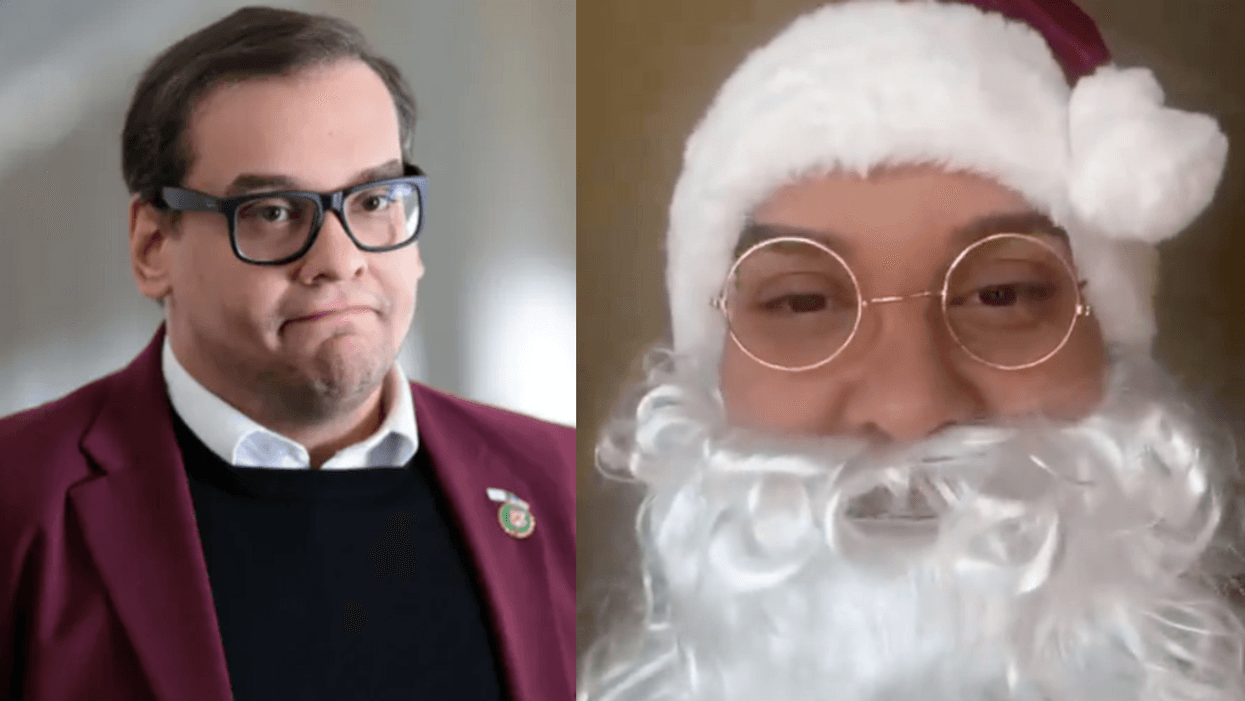 George Santos; Screenshot of George Santos as "Santos Claus"