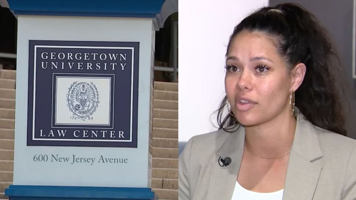 Georgeown University sign; Brittany Lovely